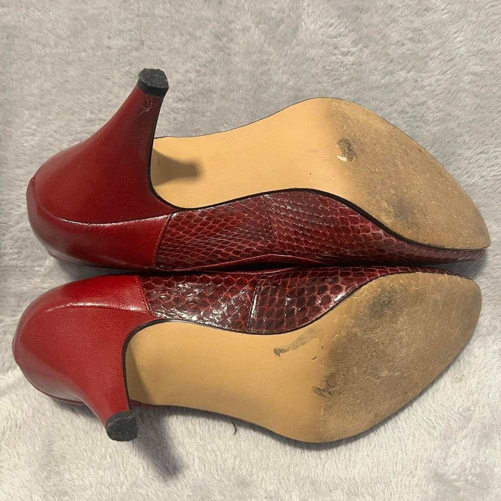 J Renee Luxe Red Genuine Snakeskin Peep Toe Heel Pump Women's 7M Vintage EUC - Picture 7 of 8